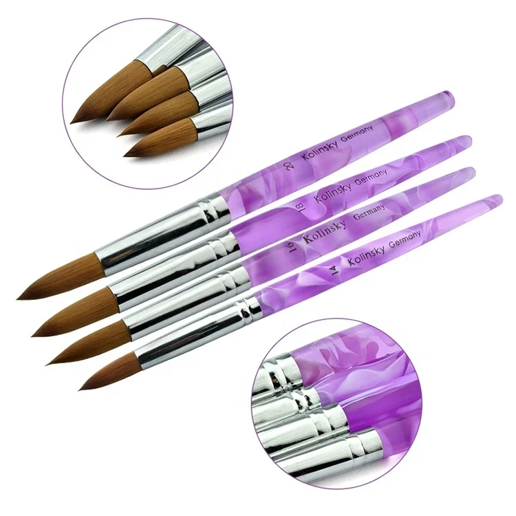 

New Arrival Kolinsky Professional Painting Nail Acrylic Brush Purple Handle