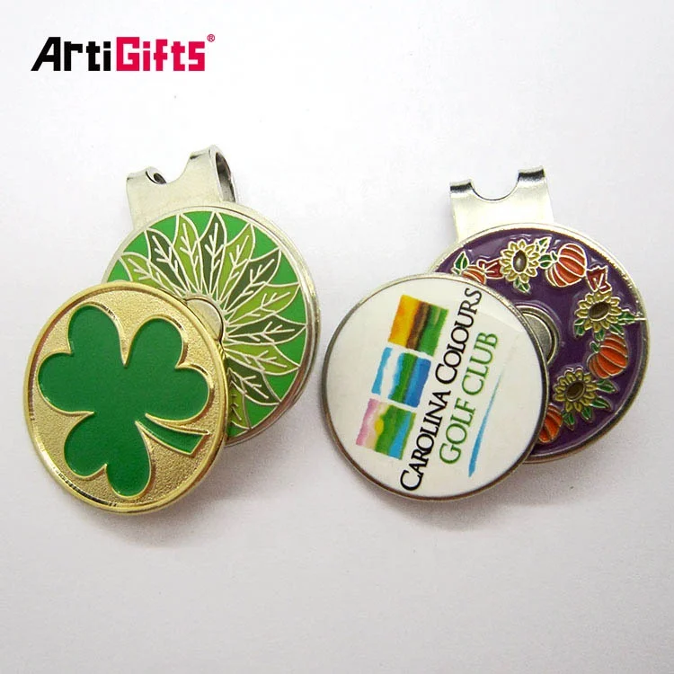 Promotional Items cheap custom blank engraved metal golf cap clip ball marker