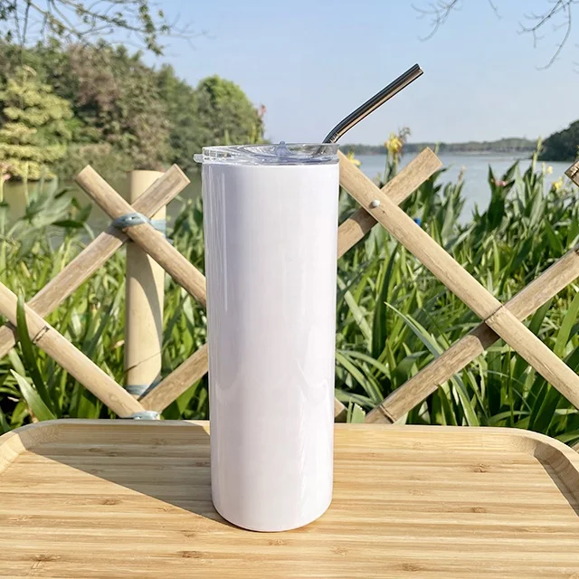 

Hot Sell Stainless Steel 20oz Sublimation Non-Tapered Double Walls Stainless Steel White Tumbler With Lid And Straw