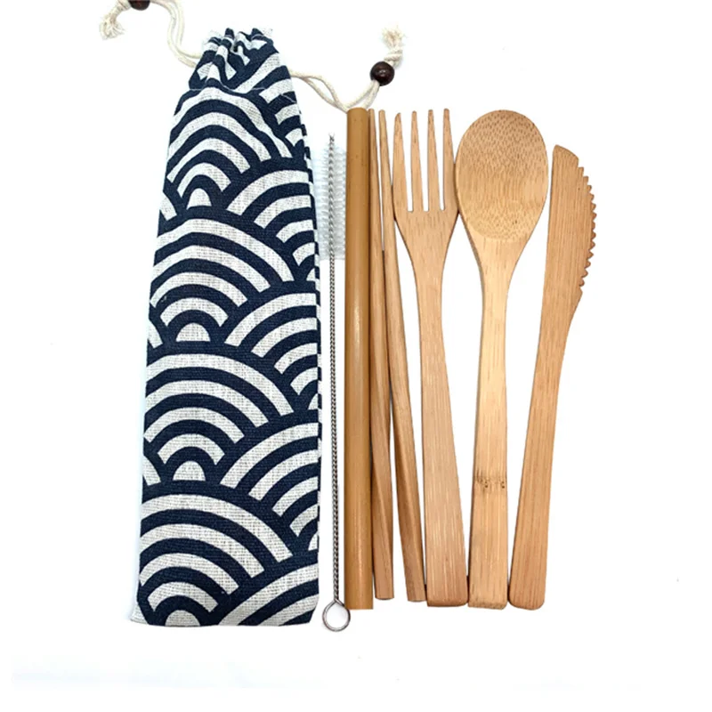 

Commonly Used Bamboo Cutlery Set Bamboo Tableware Set Bamboo Cutlery With Case, Natural