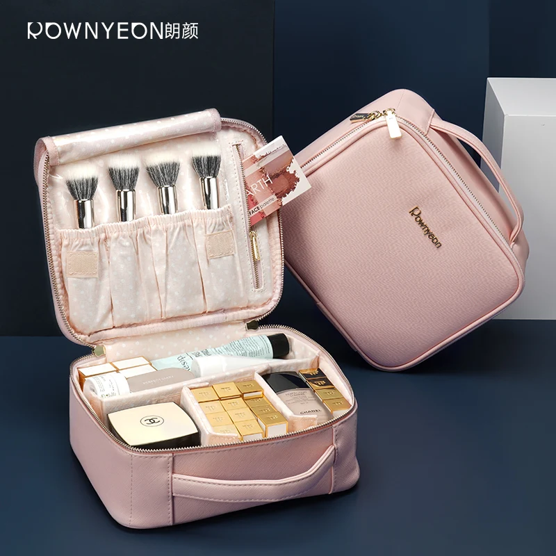 

Rownyeon Ready To Ship Private Portable Women Makeup Bag Case Cosmetic Organizer For Travel, Pink