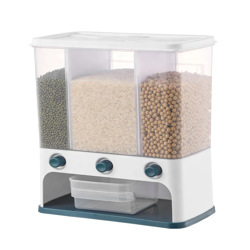 

Three Partitions Clear Rice Dispenser Storage Box