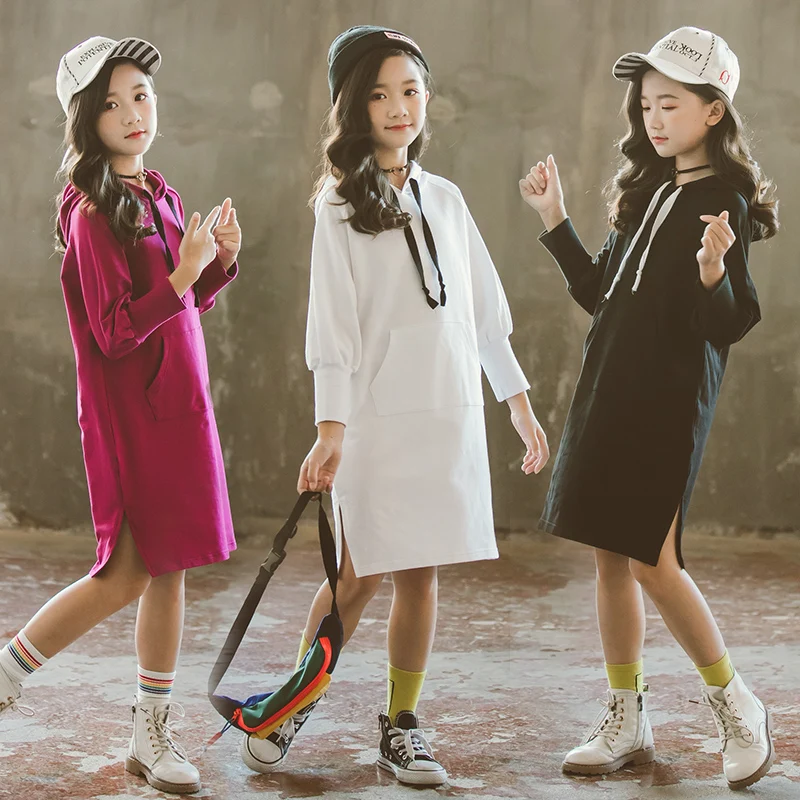 

Autumn Winter New Girls Solid Color Dress Cotton Girls' sweaters Collar Long Sleeve Casual Knitted Skirt girls Dress