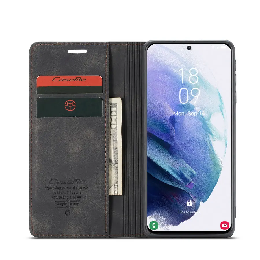 

S21 CaseMe Case for Samsung Galaxy S30 S20 S10 S9 S8 S7 A10S A20S A30 A40 A50 A50S A70 A80 A90 A12 A32 A42 A52 A72 Magnetic Case, Black brown red blue coffee