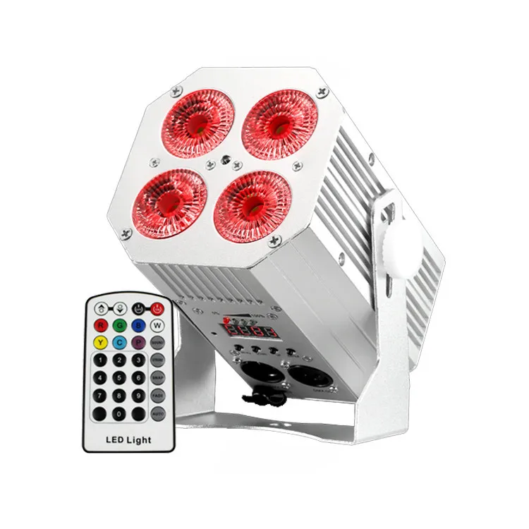 4x18W Mini LED Par RGBWA+UV 6 in 1 IR remote + Rechargeable Battery for wedding par up light