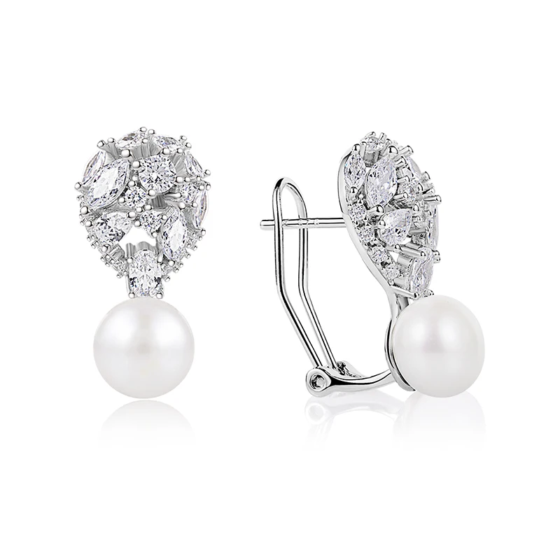 

Wholesale silver jewelry fashion traditional bridal fresh water pearl earrings