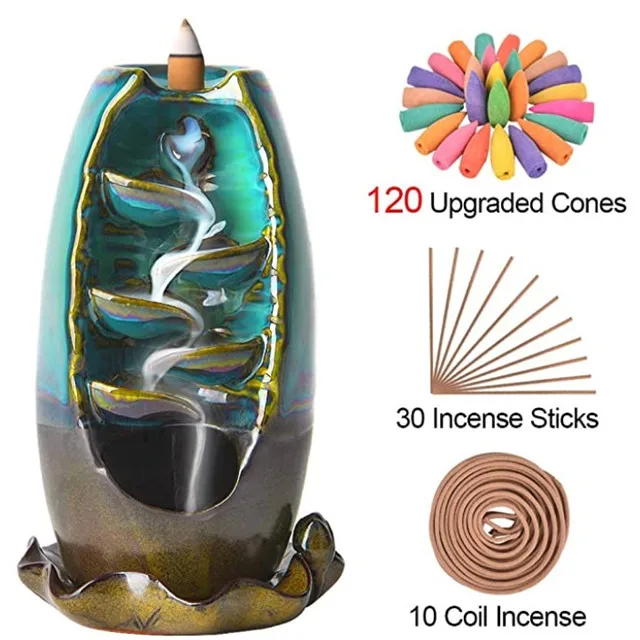 Factory Custom Waterfall Backflow Incense Cone Burner Handmade Ceramic