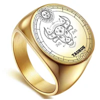 

2019 new latest personality design jewelry gold plating stainless steel zodiac rings for men and women