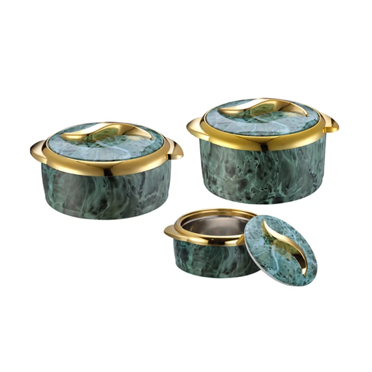 

Portable 3 Pcs Set 1.5L+2.0L+2.5L Home Use green color Insulated Stainless Steel Hot Pot Food Warmers Casserole Container