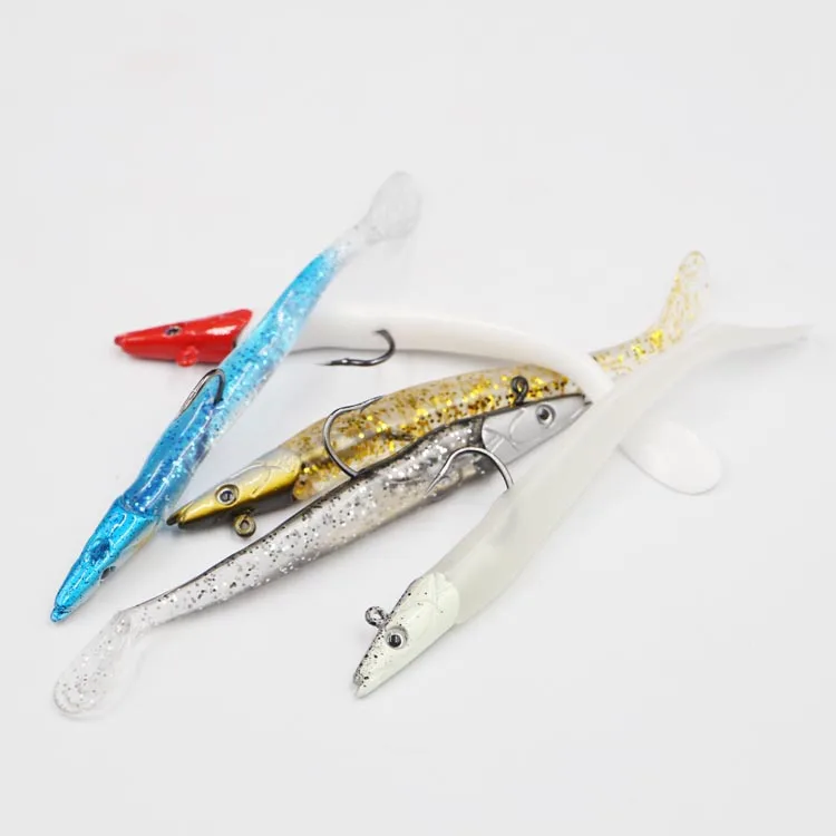 

Lead Head Jigs Soft Fishing Lures with Hook Sinking Swim bait for Saltwater and Freshwater, 5 colors available