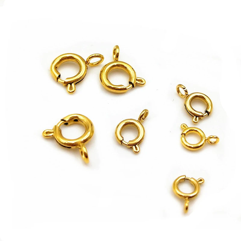 

high quality IP real gold plated 316L Stainless steel spring clasp for jewelry making,wholesale metal cord ends clasp, Gold , steel color,rose gold