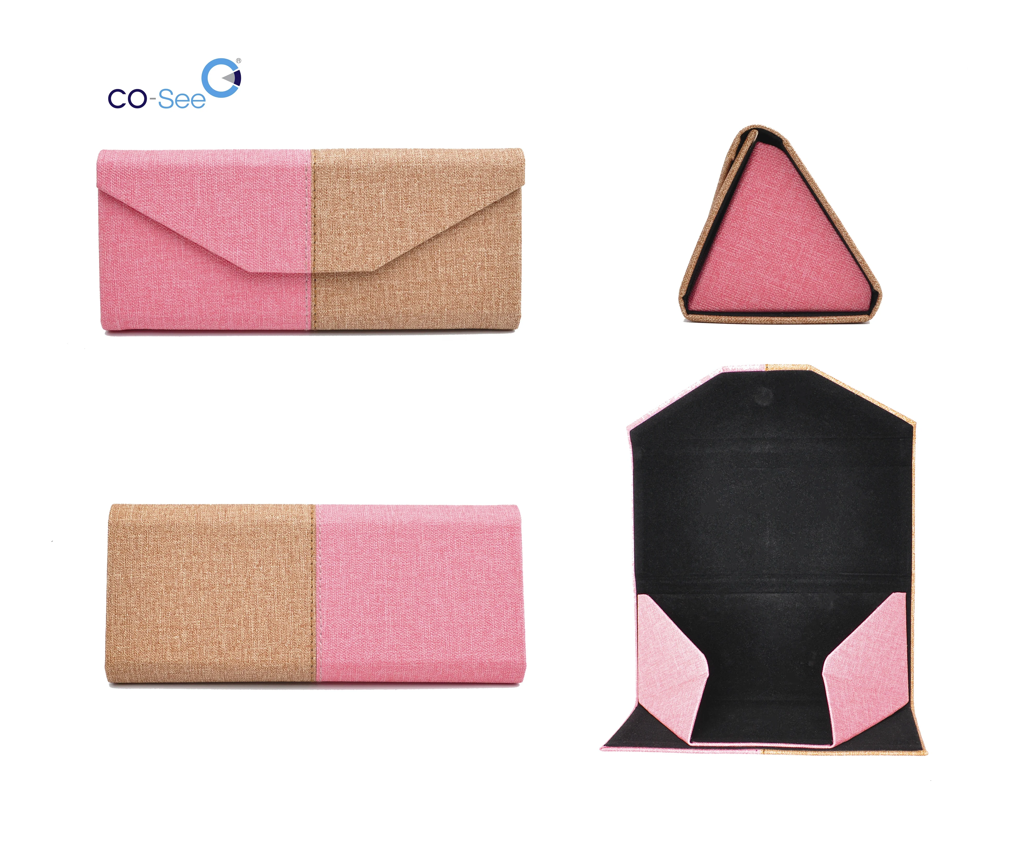 

CSF01 OEM colorful eco friendly PU folding designer eyeglass cases for sale manufacturers