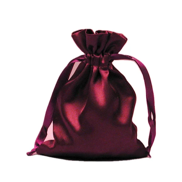 

Custom Print Satin Silk Drawstring Pouch For Human Hair Salon Extension Bag, Any custom color available
