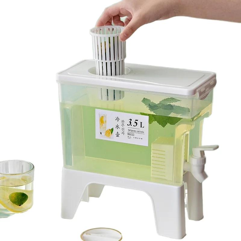 Summer Household Plastic 3.5L Ice Tea Cold Water Storage Rack with Foldable Detachable Design