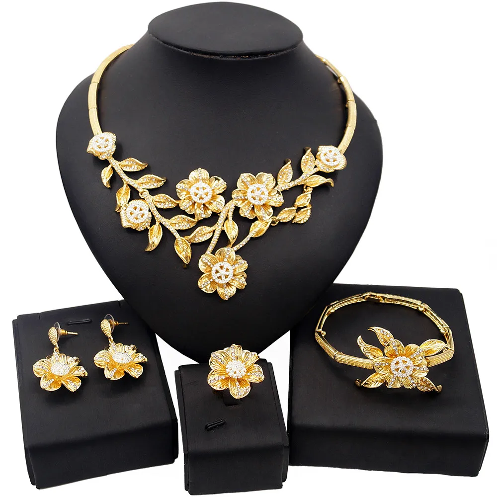 

Yulaili New Design Romanian Gold Style Multi Color Jewelry Sets Unique Little Sun-Flower Design Women's Daily Party Jewelry Set