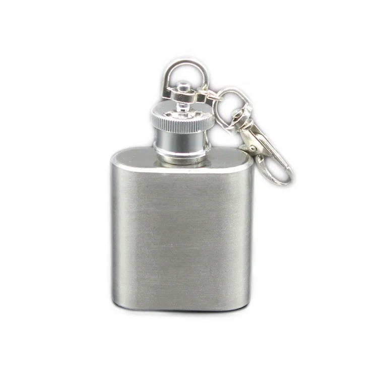 

RTS 1 OZ Portable Pocket Whisky Keychain Flask 304 Stainless Steel Alcohol Liquor Mini Hip Flask With Keychain, Customized colors available