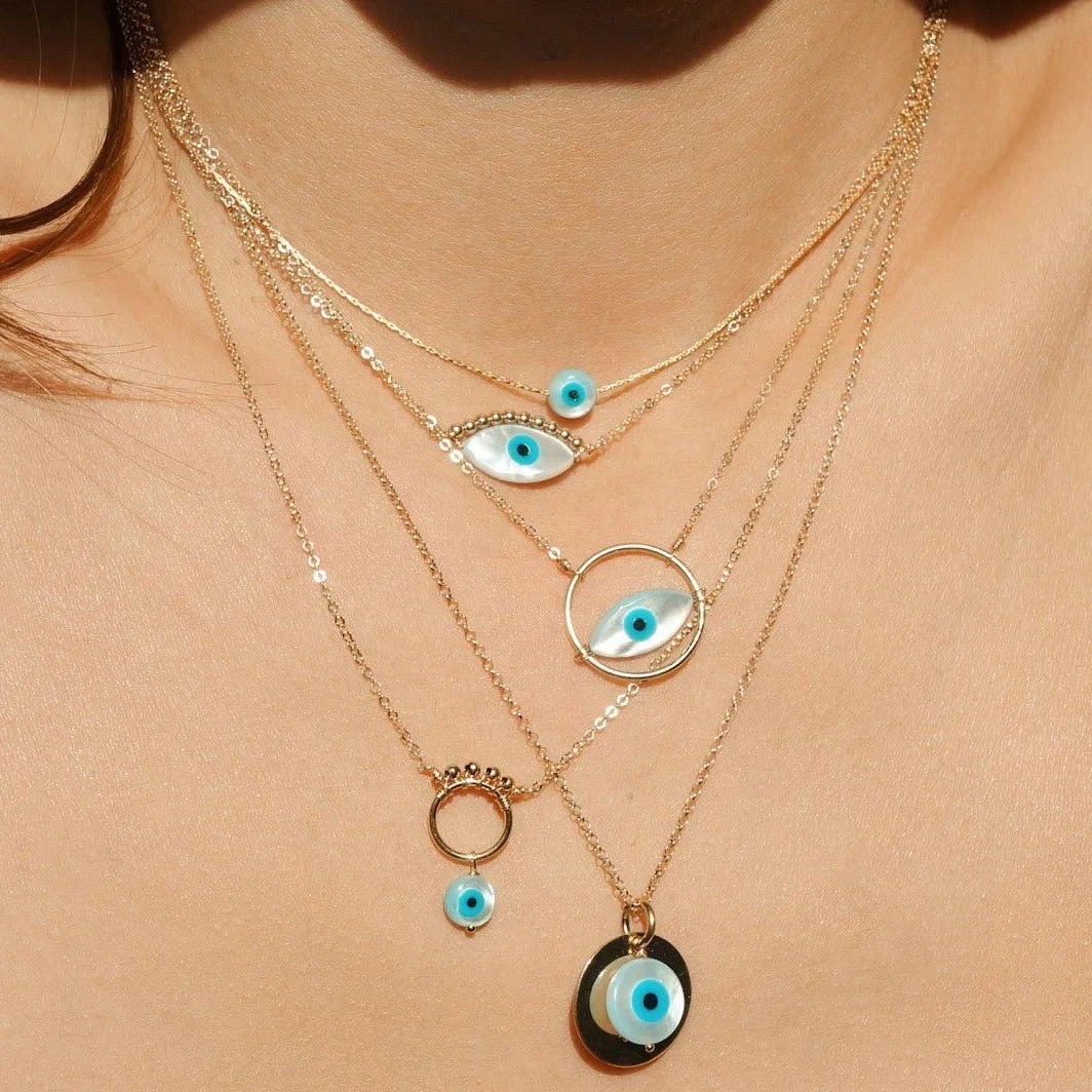 

Slovehoony Christmas Colorful Enamel Evil Blue Eye Necklace 925 Sterling Silver Fashion Eye Pendant Necklace For Women Jewelry
