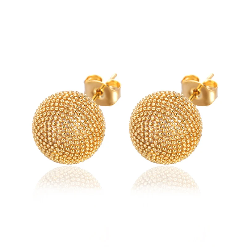 

18K Yellow Gold filled Ball Stud Earrings for Women Girls Men Studs Fashion Jewelry, Picture shows