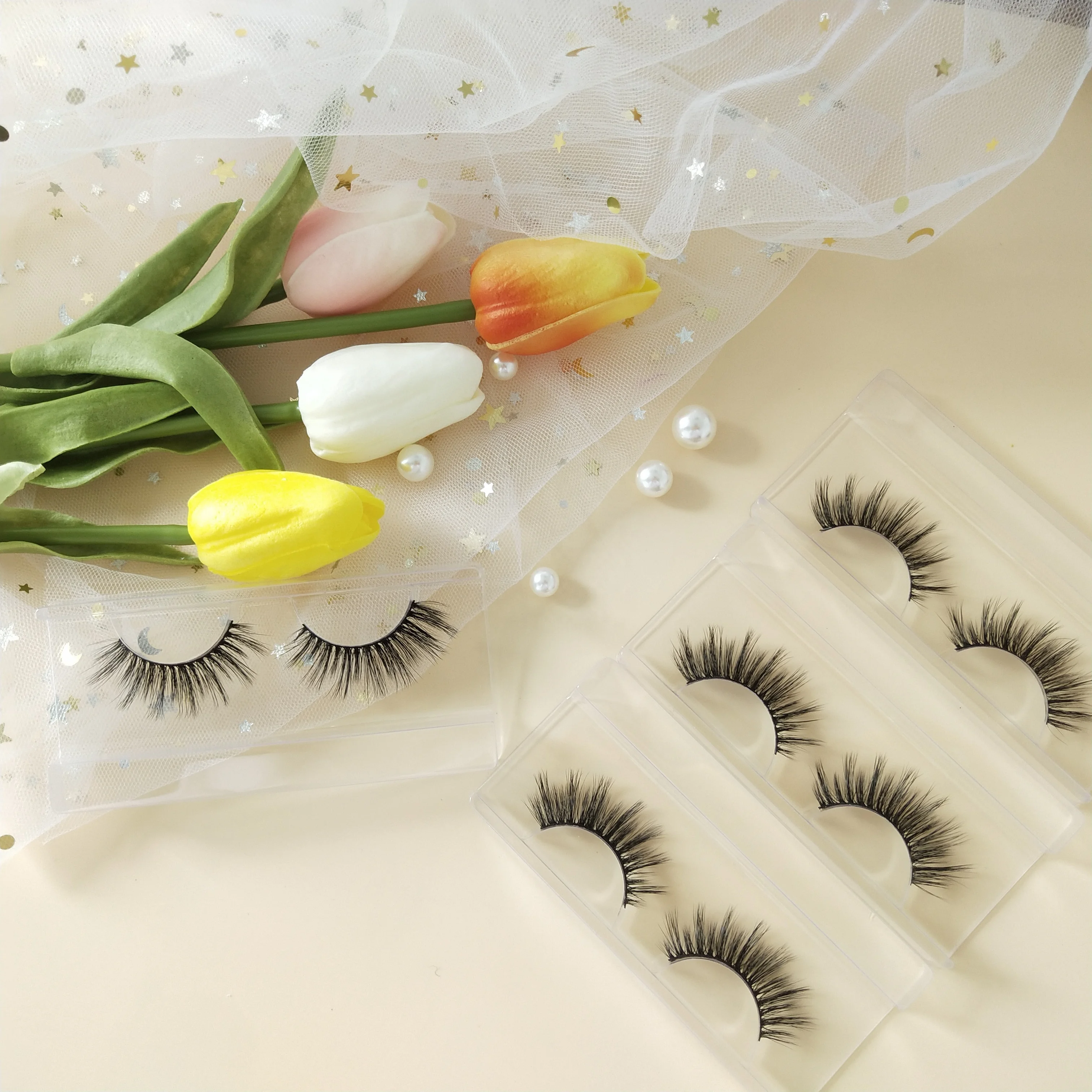 

Free Sample Product With Eyelashes Box Wholesale Strip Silk Lashes