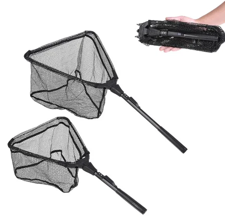 

high quality 59CM Folding Fish portable Triangular long handle landing Net for fly fishing, Black