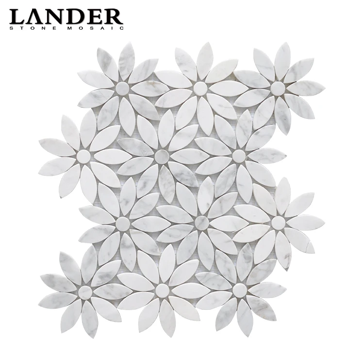 
carrara white marble mosaic tile flower shape new design 