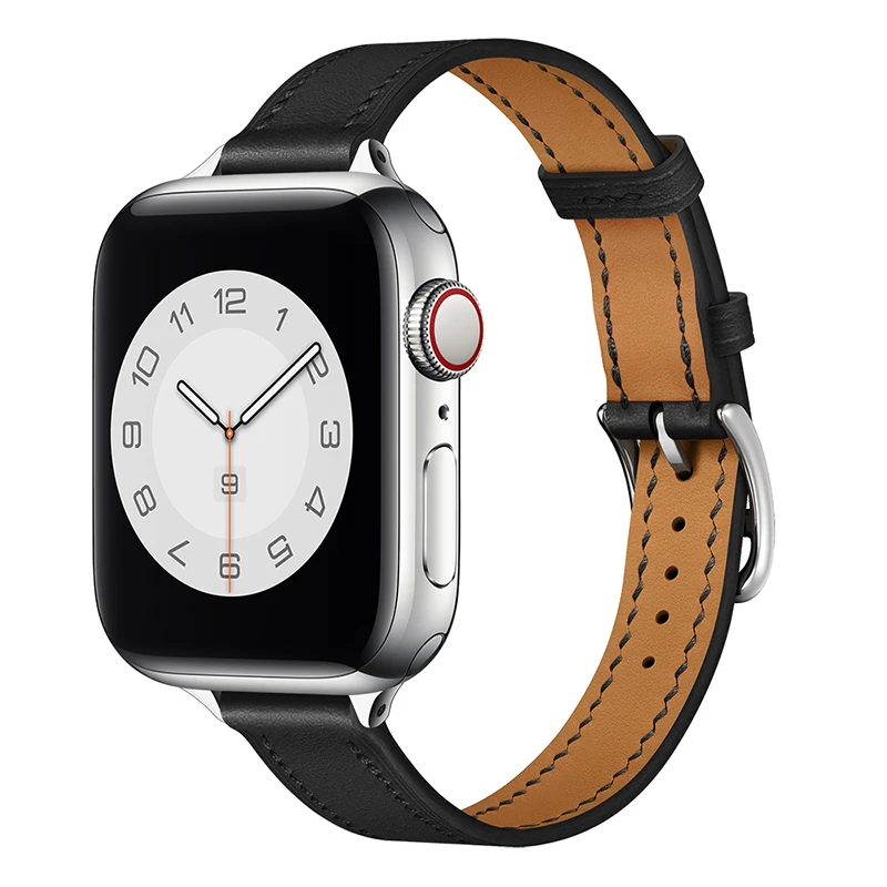 

Leather loop strap For Apple Watch band 44mm 40mm 45 mm 41mm 42mm 38mm watchband bracelet Single Tour for iWatch 3 4 5 SE 6 7, 9 colors