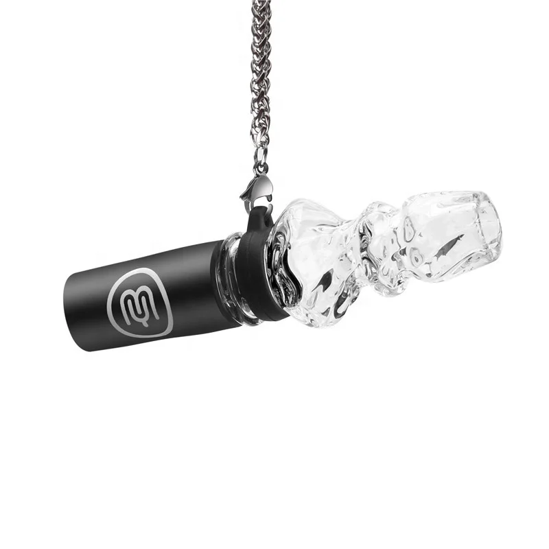 

Glass Hookah Personal Sanitary Mouthpiece with 304 Stainless Steel Chain and PU Leather Pouch