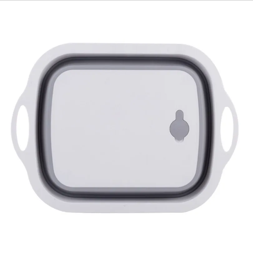 

ZGQ16 Outdoor Portable Basin Drain Washing Vegetable Basket Board Drain Basket Kitchen Supplies Folding Vegetable Basket, White