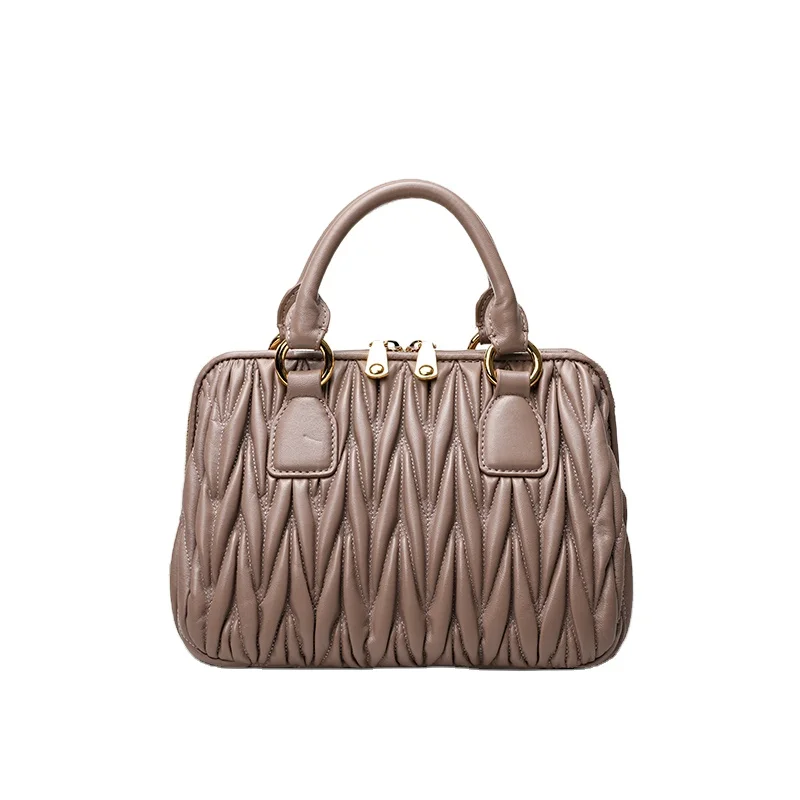 

2021 Wholesale Luxury Designer Labmskin Leather Ruffle Handbags Women, Purses and Hand bag Shoulder for Ladies