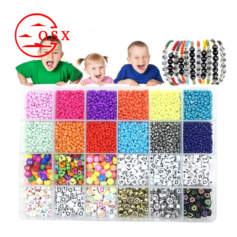 

Amazon Hot Sale 24 Grid Set Diy Spaced Millet Beads Glass Letter Beads Children's Beaded Clay Earrings Polymer Handmade, Collor avaliable