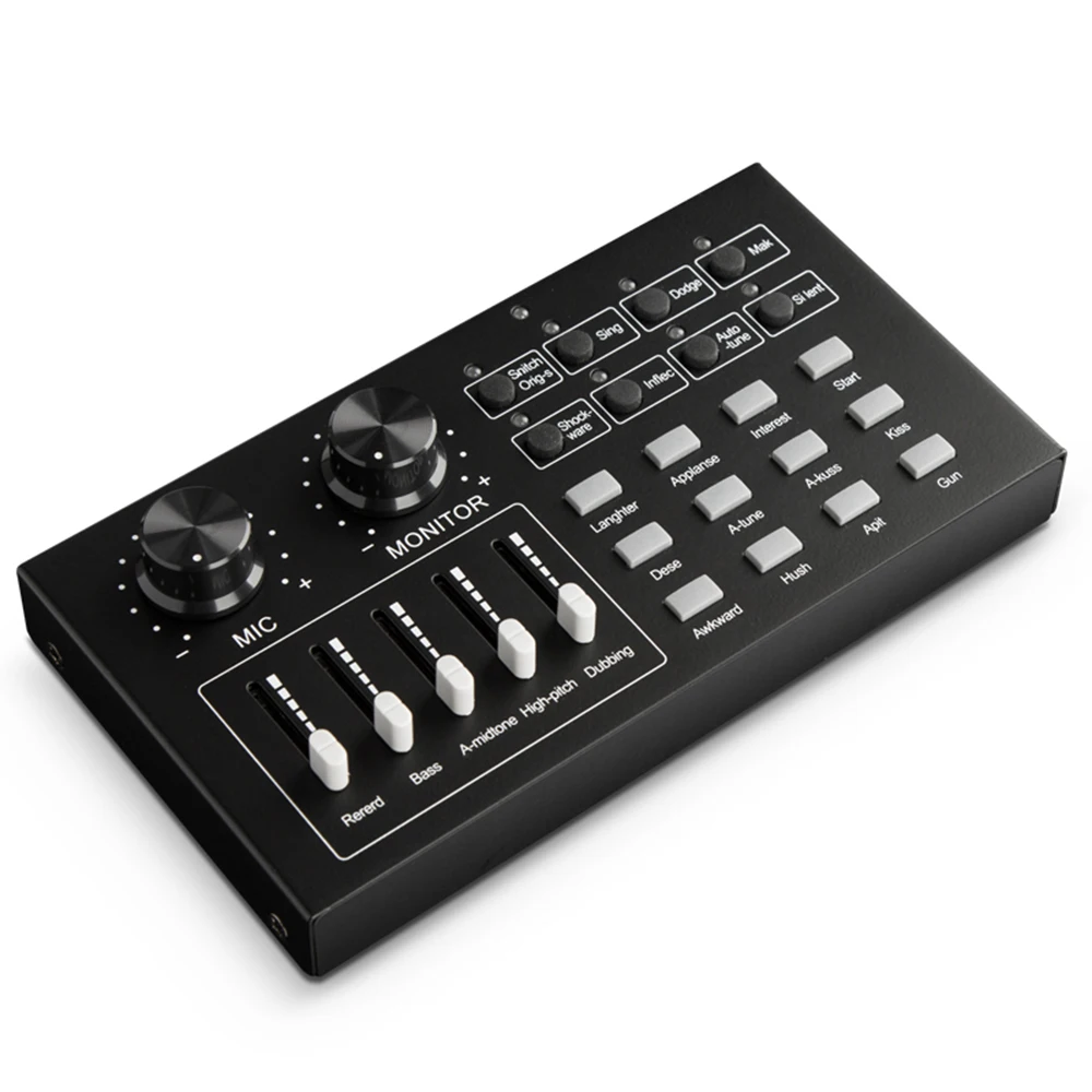 

External Audio Sound Card Singing Microphone Live Broadcast for Mobile Phone Computer PC, Black