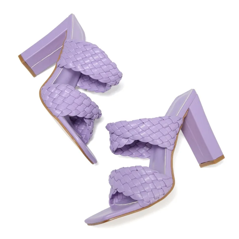 

Women Fashion Weave Candy Color Ladies Slippers Sandals High Heels Shoes For Women, Black yellow red blue