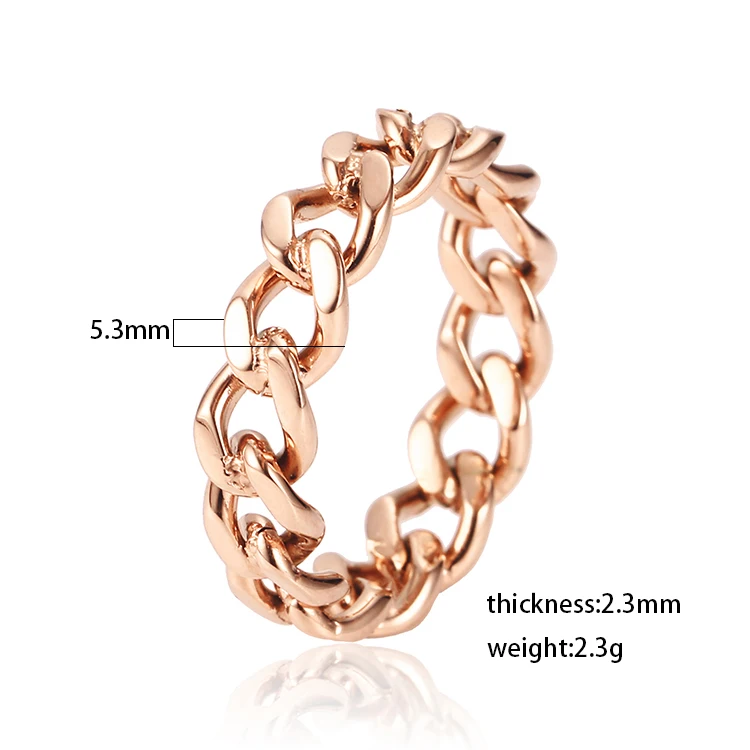 

Hip Hop Trendy Finger Cuban Rings Stainless Steel Jewelry Rose Gold Plated Cuban Link Ring