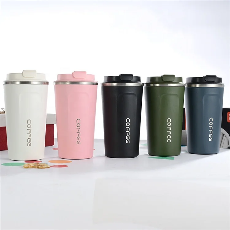 

Custom Logo Car Vacuum Travel Insulated Double Wall Tumbler To Go Reusable 304 Stainless Steel Coffee Mug Cup with Lid, Black / white / pink / blue / green
