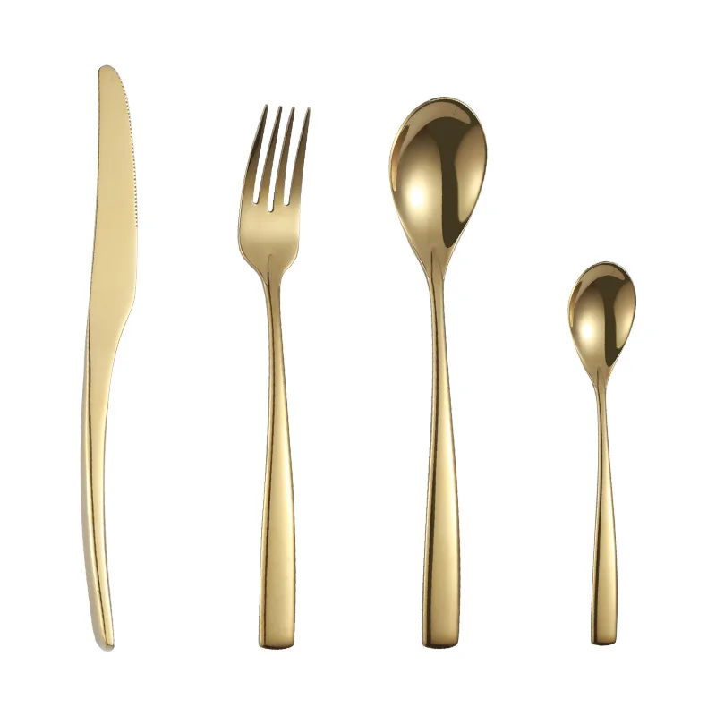 

Luxury Stainless Steel Gold Cutlery Set Spoon Fork knife 4pcs Flatware Set, Sliver/gold/rose gold/rainbow/black