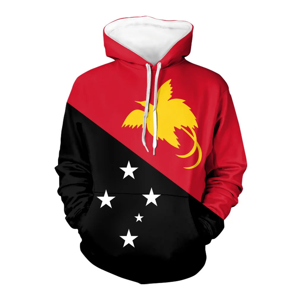 

Papua New Guinea Flag Design Print Hoodie Long Sleeve Polynesian Design PNG Flag Hoodie Tops Wholesales Fall Fashion Sweater, Customized color