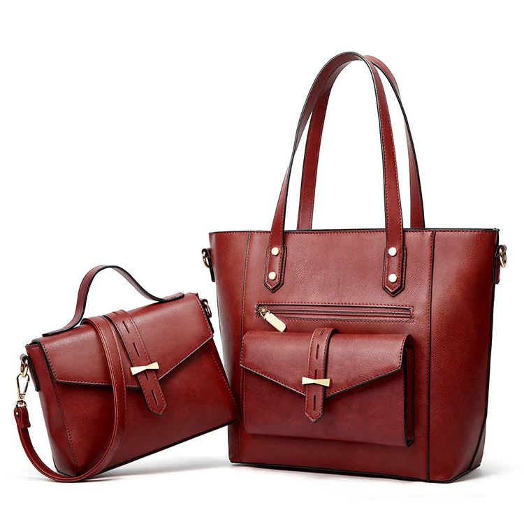 

EG583 Wholesale pu leather high quality 2in 1 tote bags elegant fashion suppliers handbags women