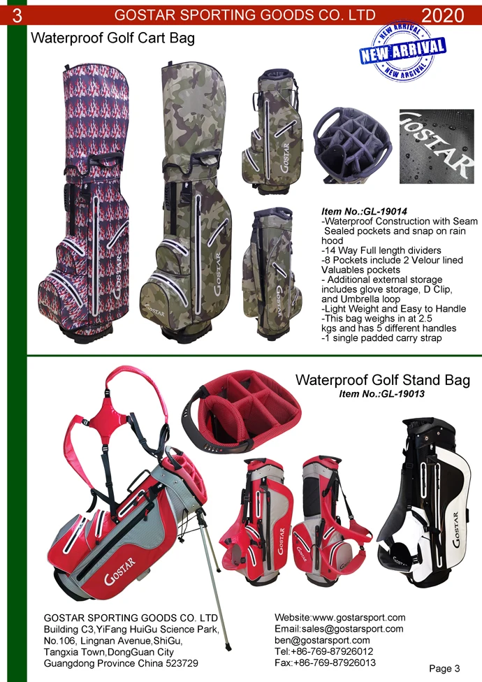 Waterproof Golf Cart Bag For Rainy Days On The Golf Course Light Weight