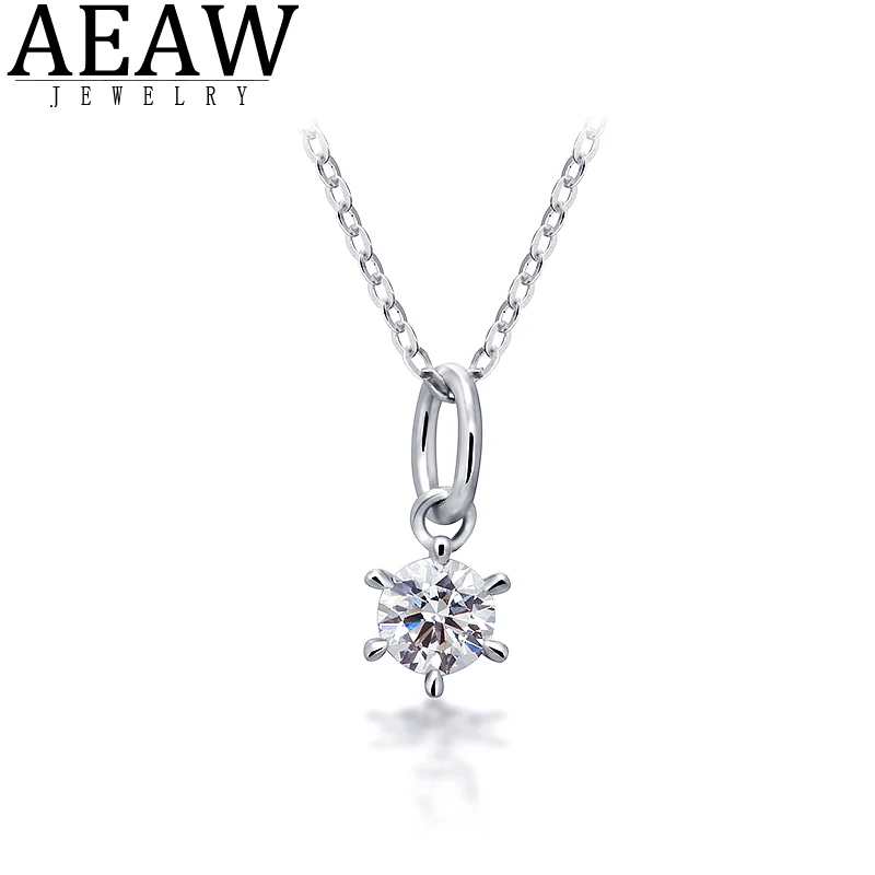 

AEAW 0.3Carat 4.0mm Round Moissanite Diamond Pendant Necklace Women Classic Gemstone Necklace Real 18K White Gold Fine Jewelry