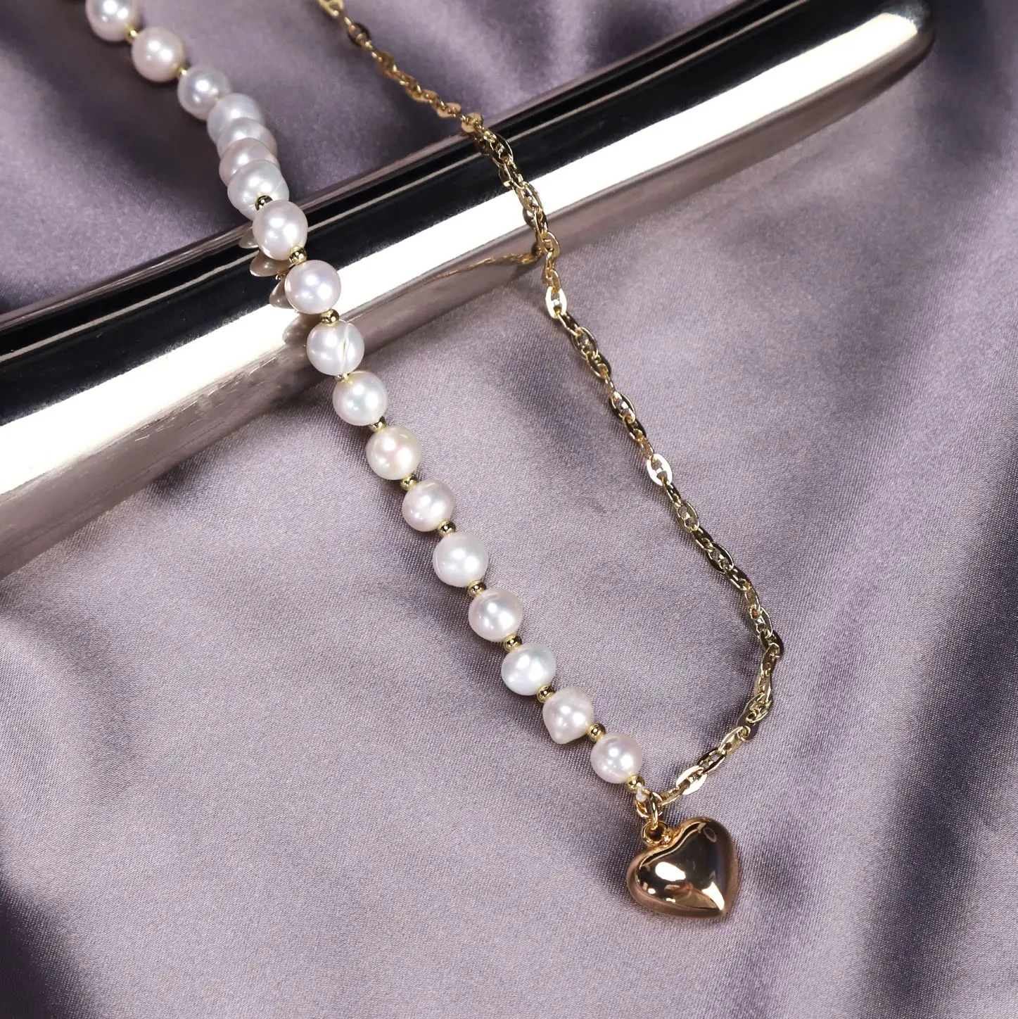 

Great price ladies freshwater pearl necklace banquet pendant heart-shaped pendant pearl jewelry, As picture