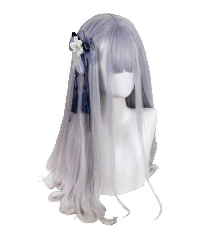 

Purple Gray Gradient Long Straight Synthetic Hair Wigs Japanese Natural Lolita Sweet Cosplay Female High Quality Wigs, Pic showed