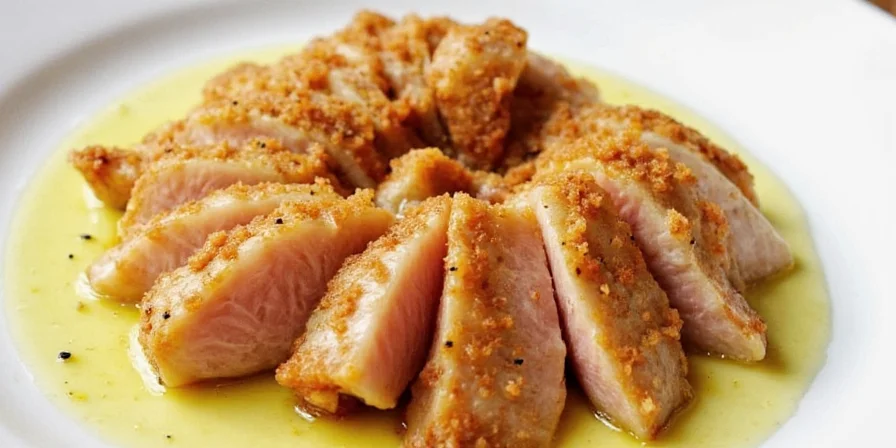 Final plated tuna dish with lemon pepper