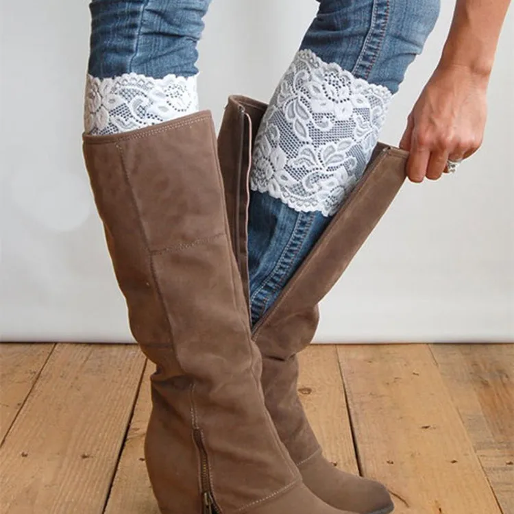 
fashion ladies stretchy lace floral short boot cuffs 