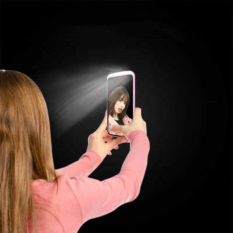 

Hot Selling Phone Photo Led Selfie Ring Fill Light Cover Ring Light Phone Case For iPhone 11 12 Pro Max, Black, blue, orange, pink, white