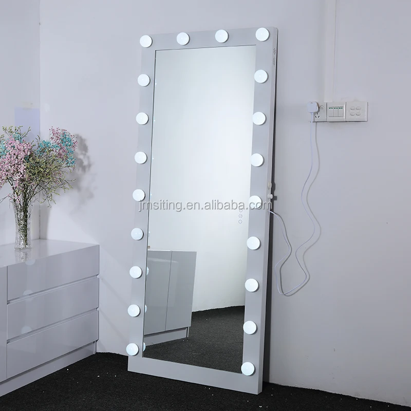 

Decorative Usage and Glass Material dressing mirror with Bulb, White