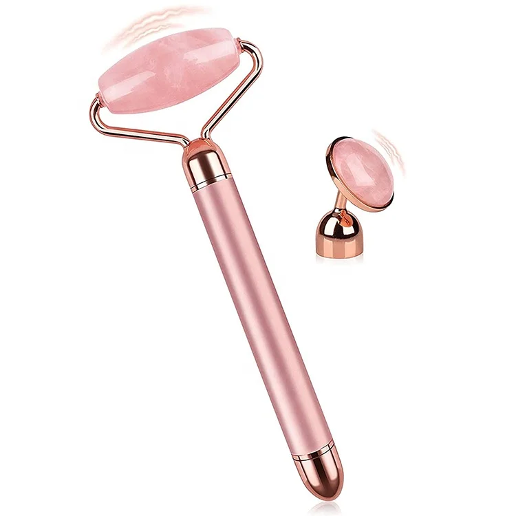 

Wholesale 2 in 1 Gold Beauty Bar Skin Firming Face Lifting Vibrating Rose Quartz Electric Facial Massage Roller, Gold, rose gold, silver, black