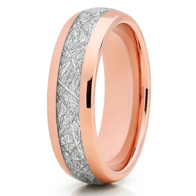 

Christmas Gifts Girlfriend 6mm Rose Gold Womens Tungsten Carbide Meteorite Ring