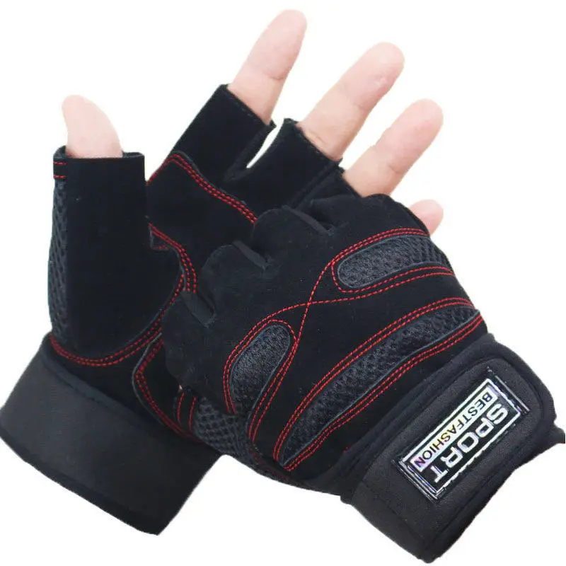 

Cycling crossfit Training Half Finger Gloves Non-Slip Breathable Extended Wrist Support Bodybuilding Weightlifting Sports, 3 colors available