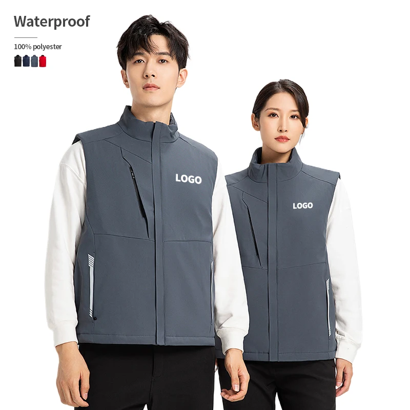 150D High Elastic Fabric Windproof Waterproof Multiple Pockets Reflective Safety Puffer Vest Men