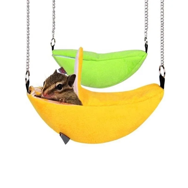 

FY Banana Shape House Hammock Hamster Cotton Nest Bunk Bed House Toys Cage For Sugar Glider Hamster Small Animal Bird Pet